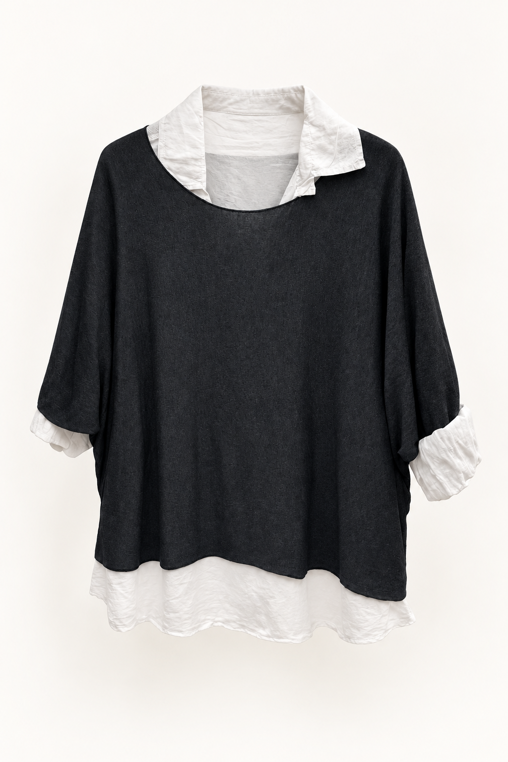 Black Layered Look Collar Top