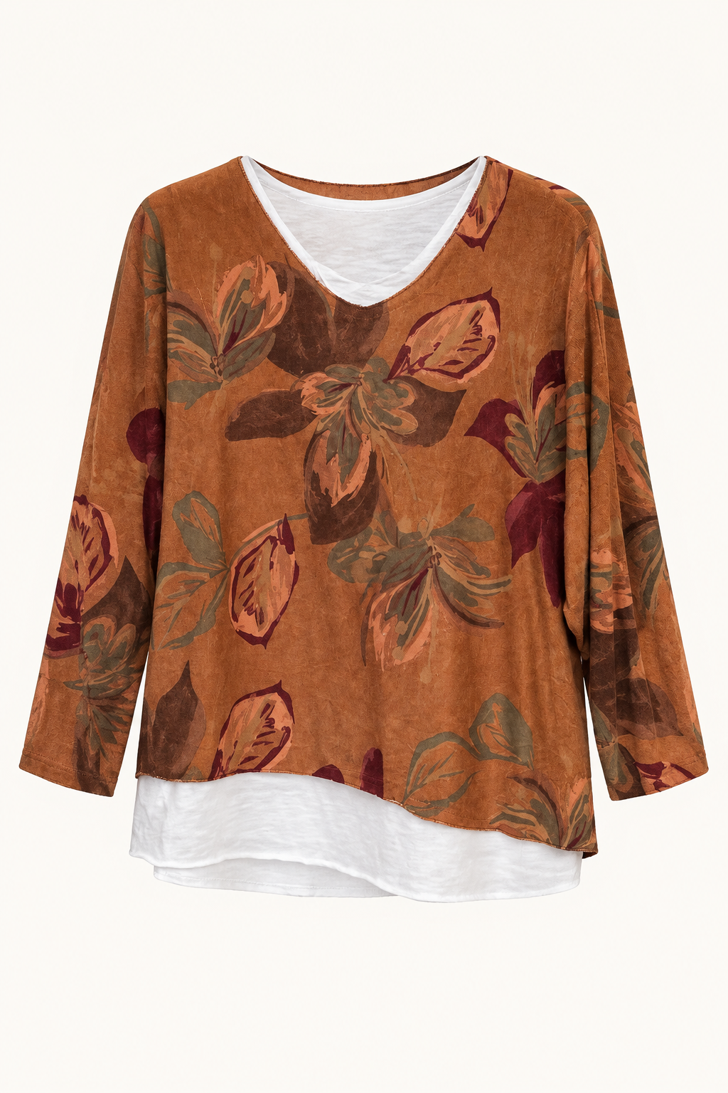 Rust Botanical Layered Look Top