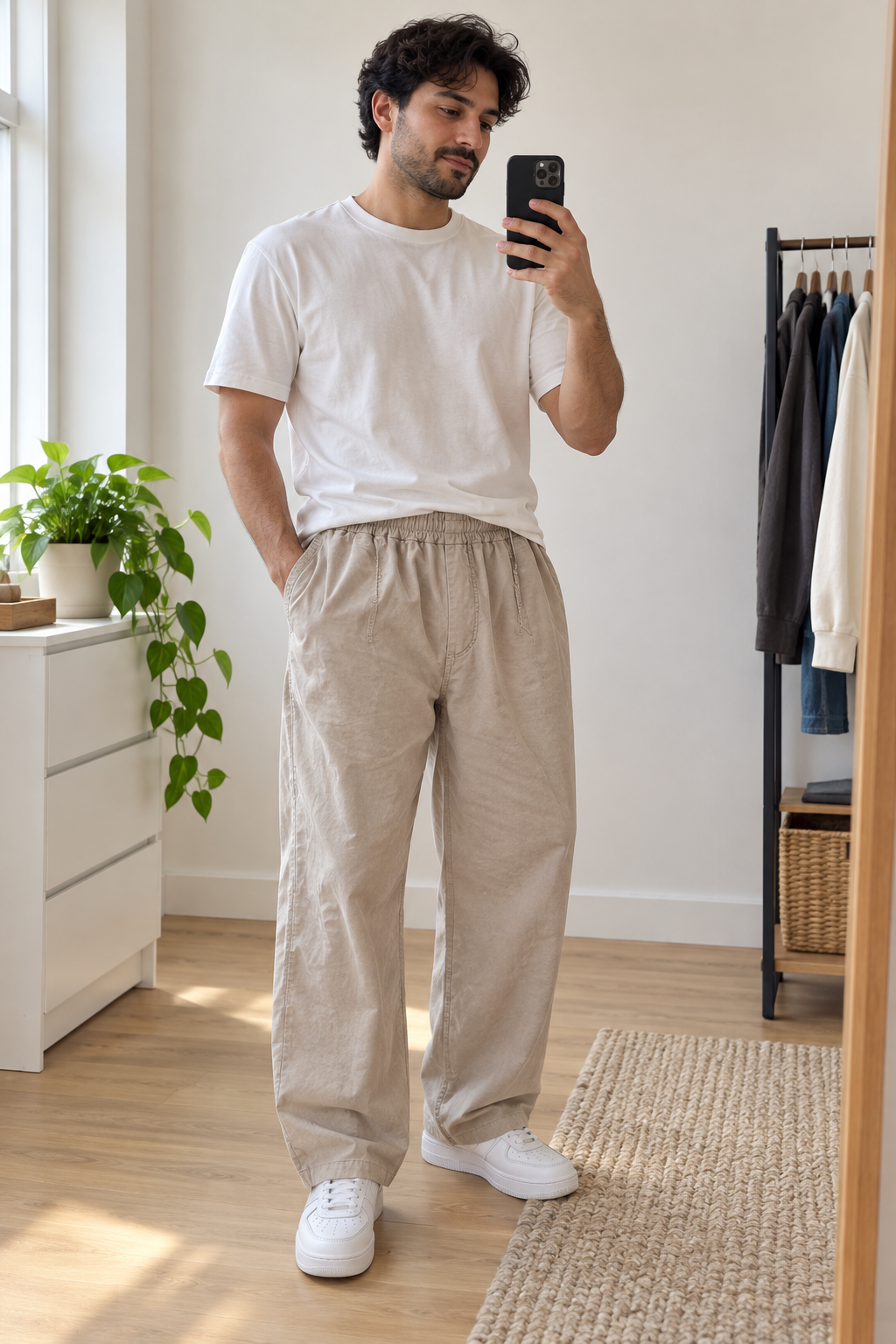 Stone Relaxed Pocket Trousers view 3