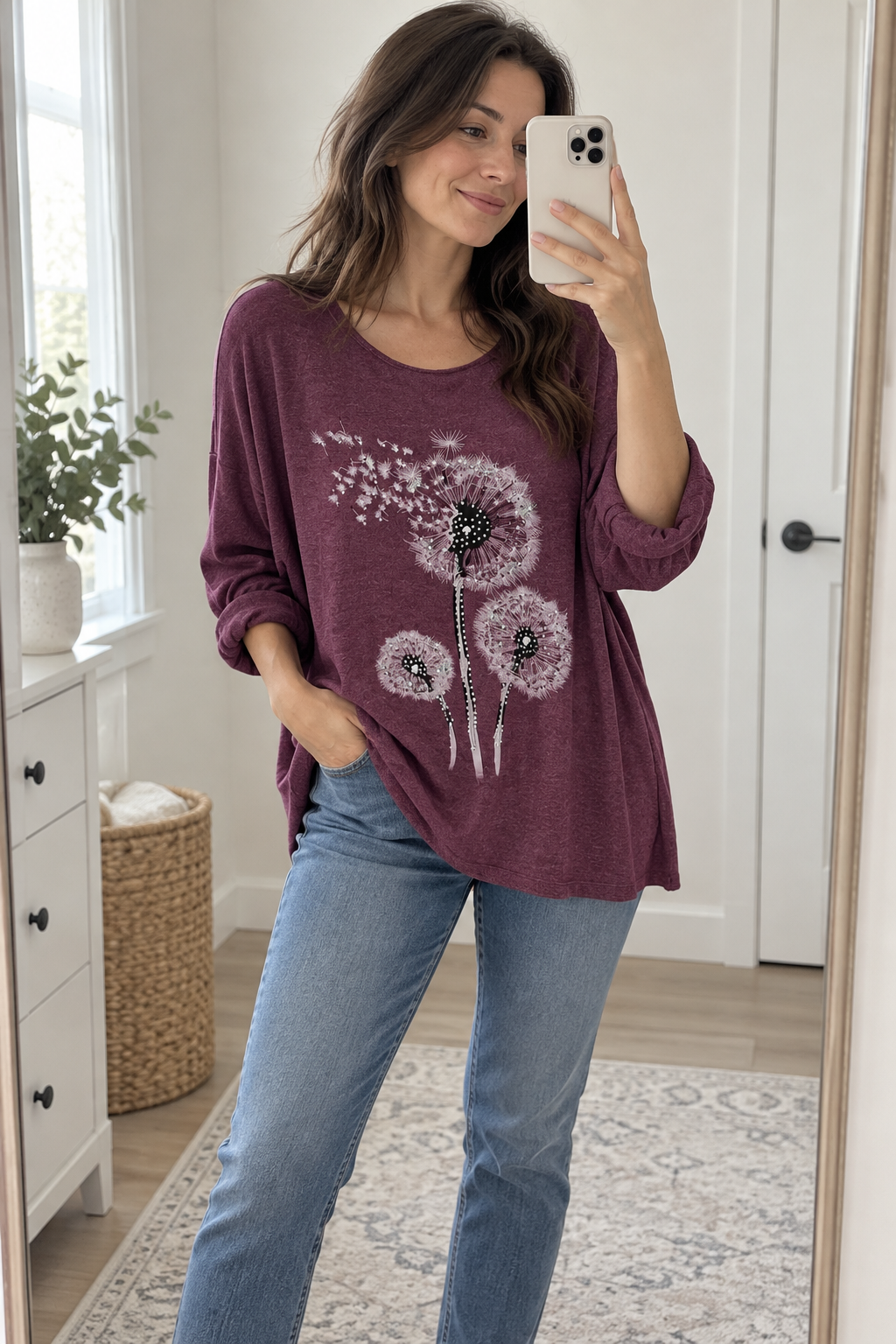 Plum Dandelion Motif Top view 3