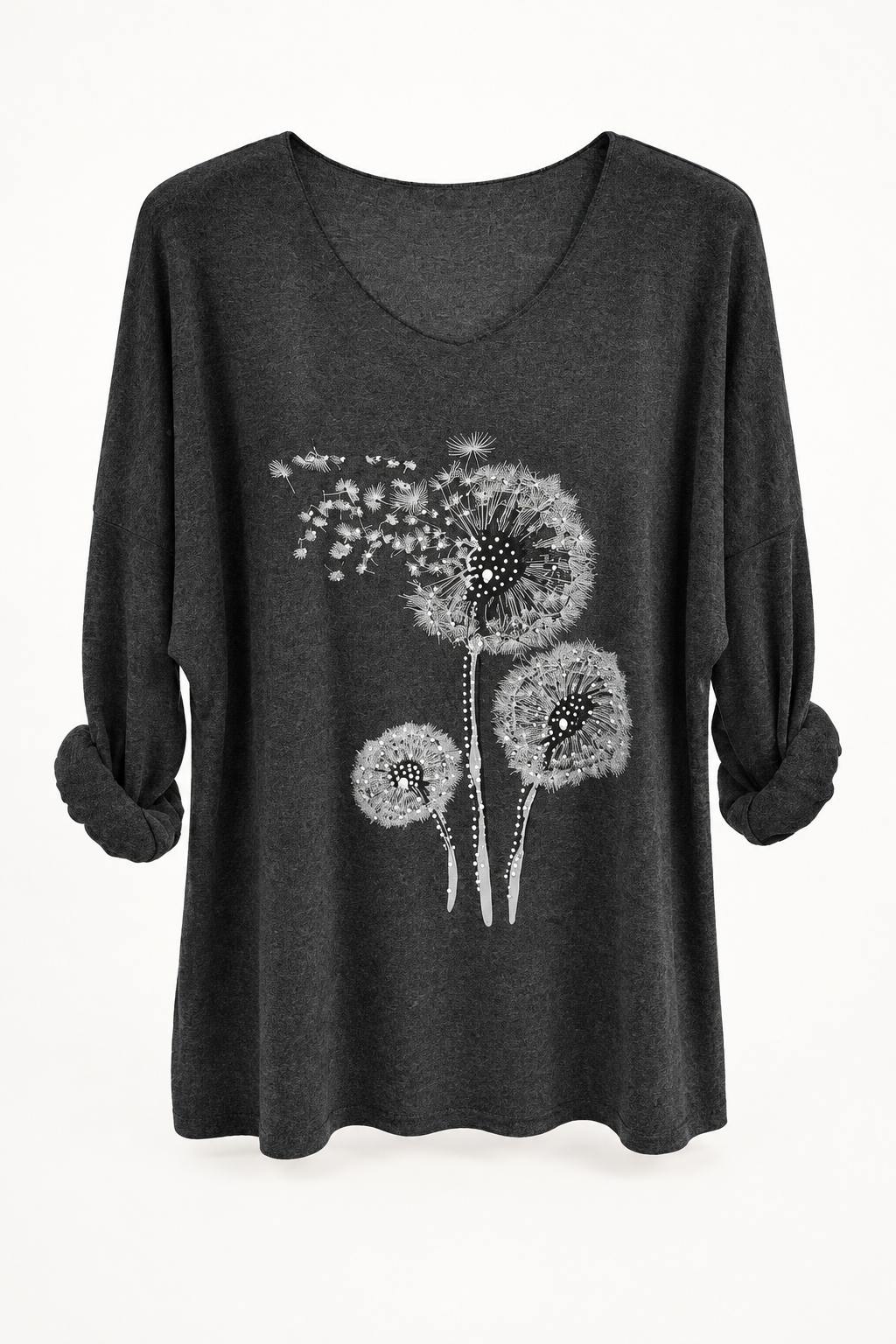 Charcoal Dandelion Motif Top