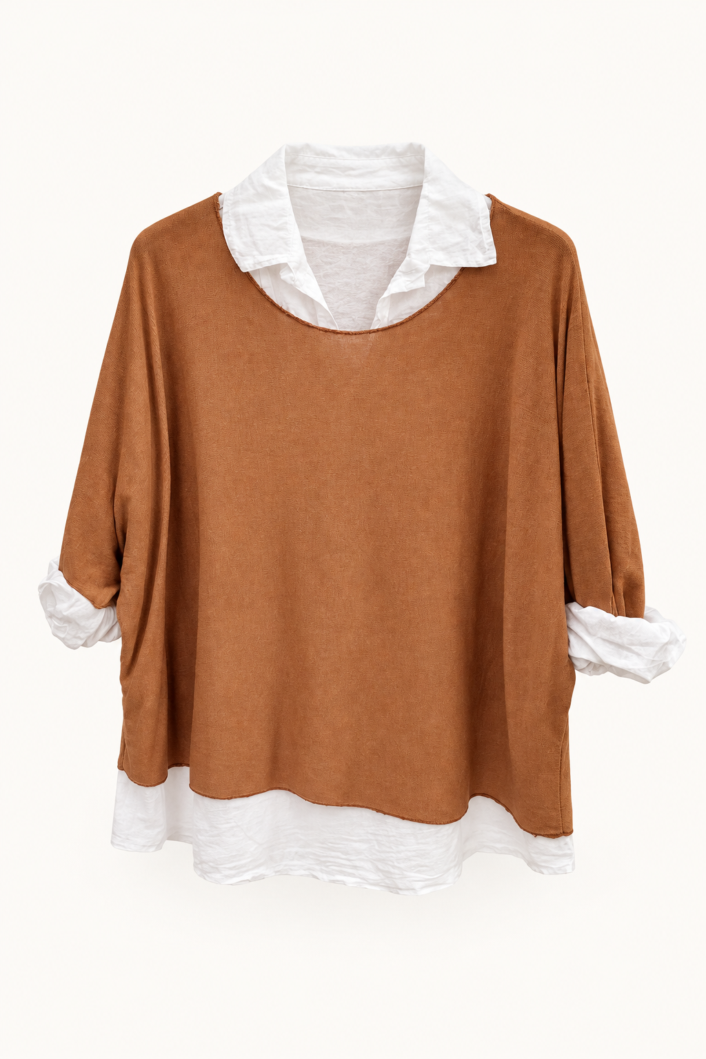 Camel Layered Look Collar Top