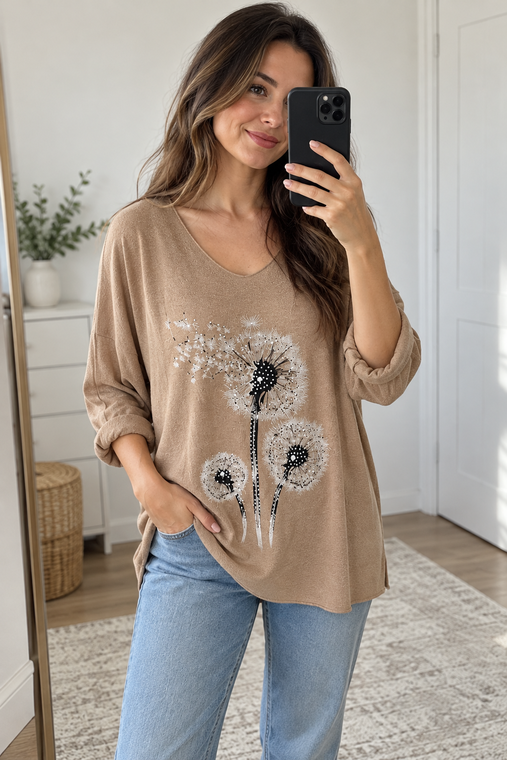 Camel Dandelion Motif Top view 3