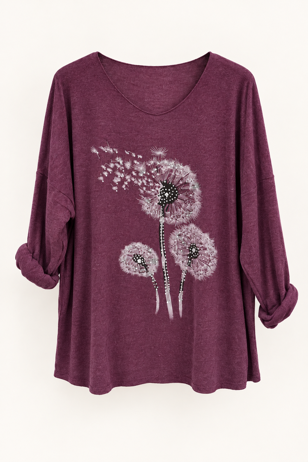 Plum Dandelion Motif Top