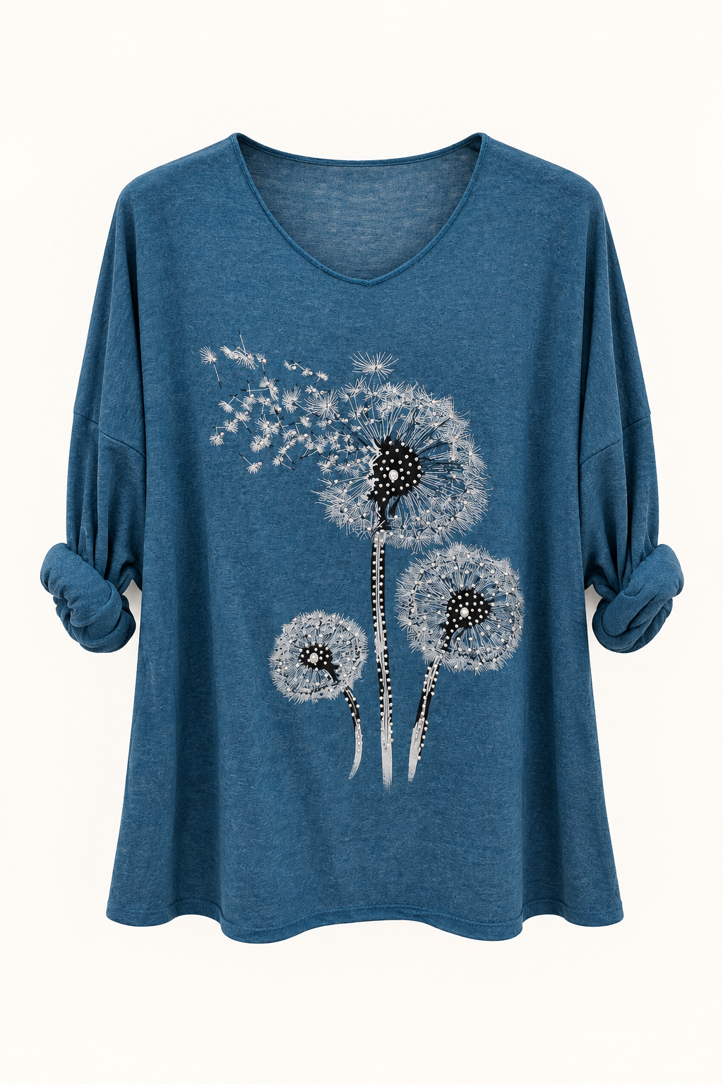 Petrol blue Dandelion Motif Top