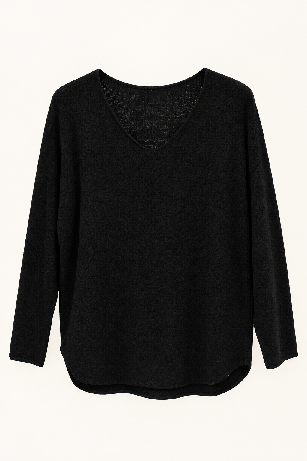 Plain Long Sleeve Round Neck Top Studio