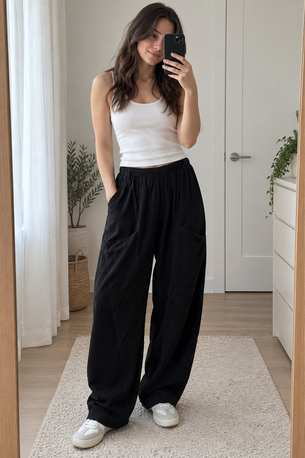 Black Relaxed Pocket Trousers view 3