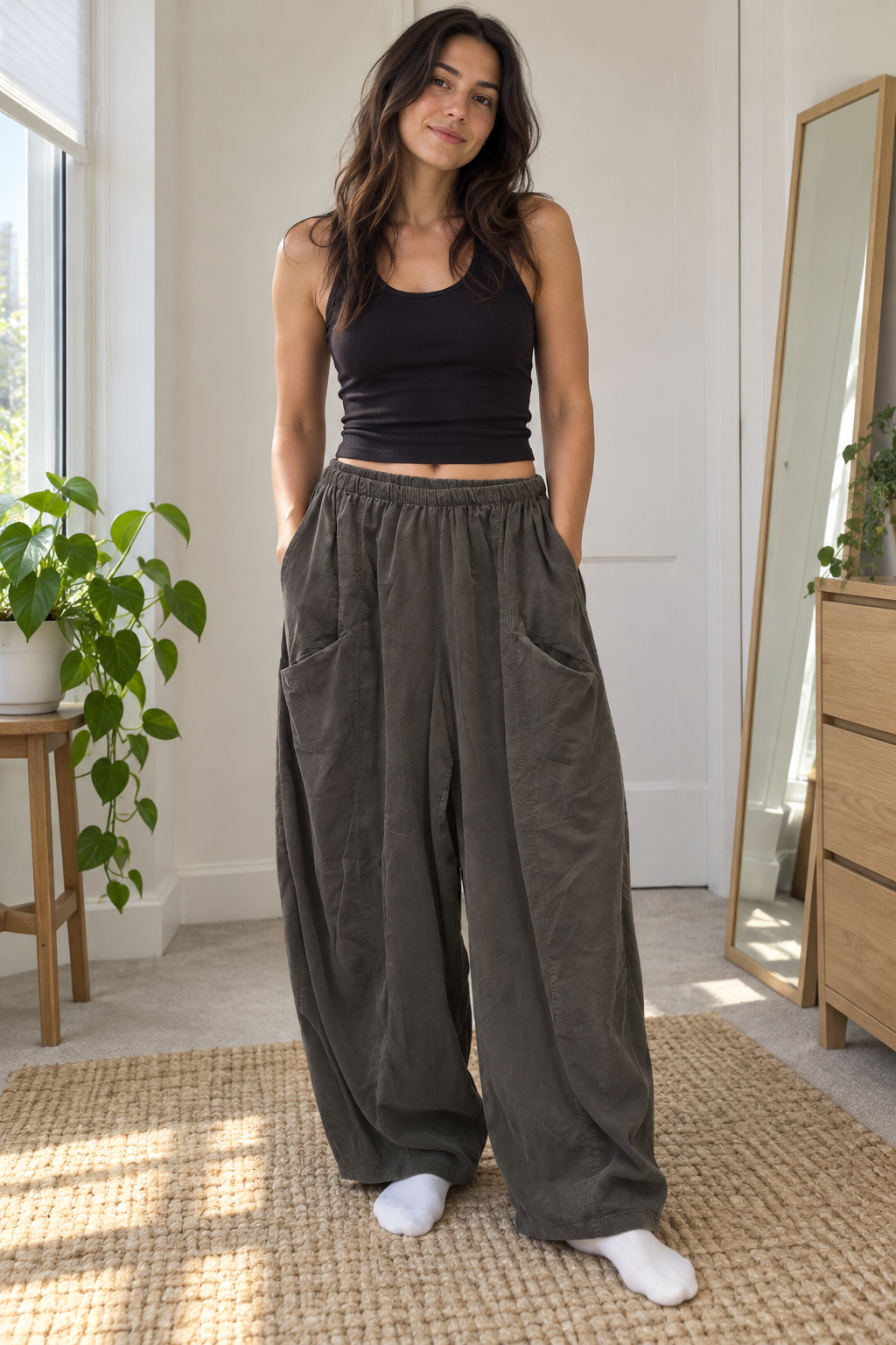 Charcoal Relaxed Pocket Trousers view 3
