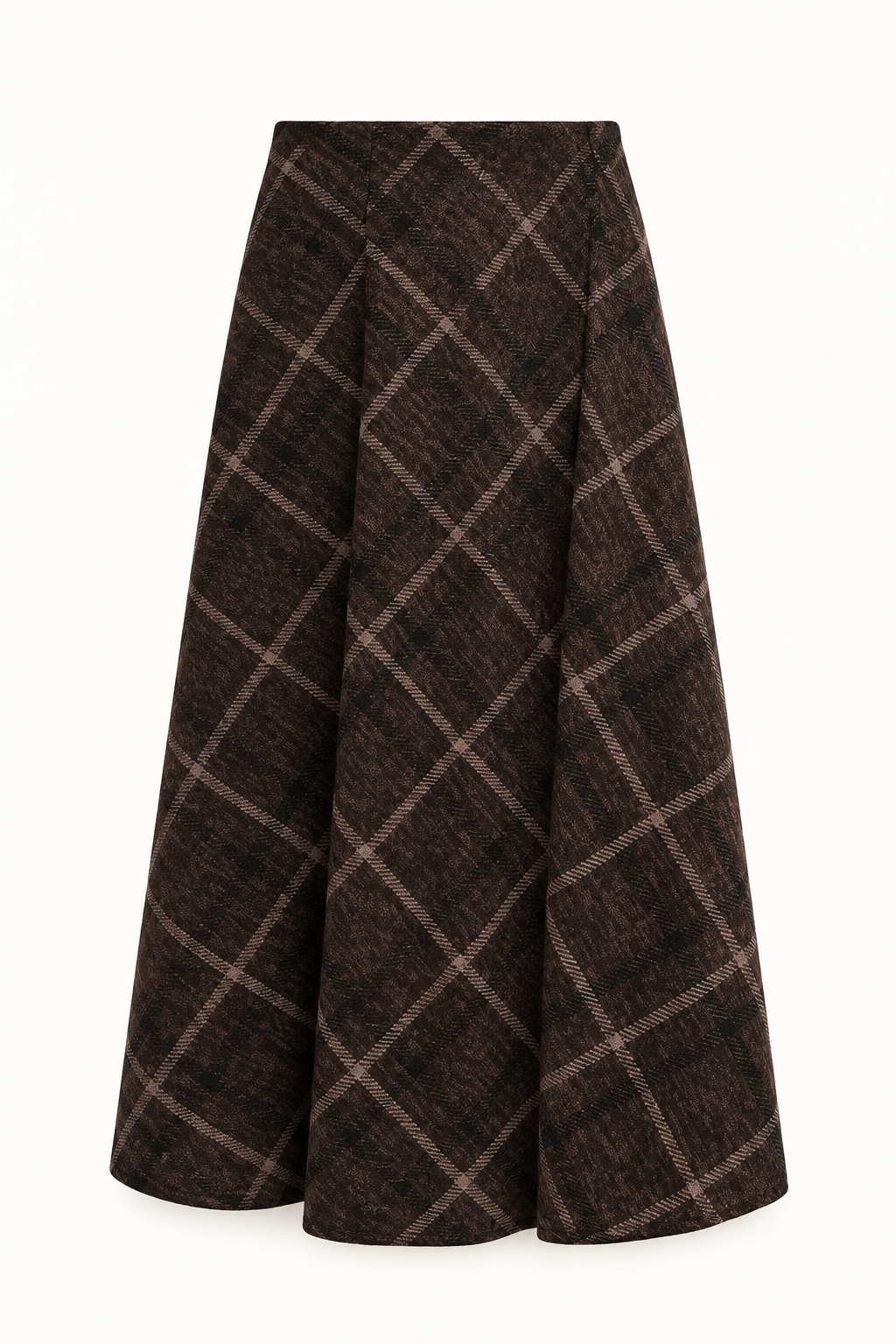 Dark brown Windowpane Check Skirt view 2